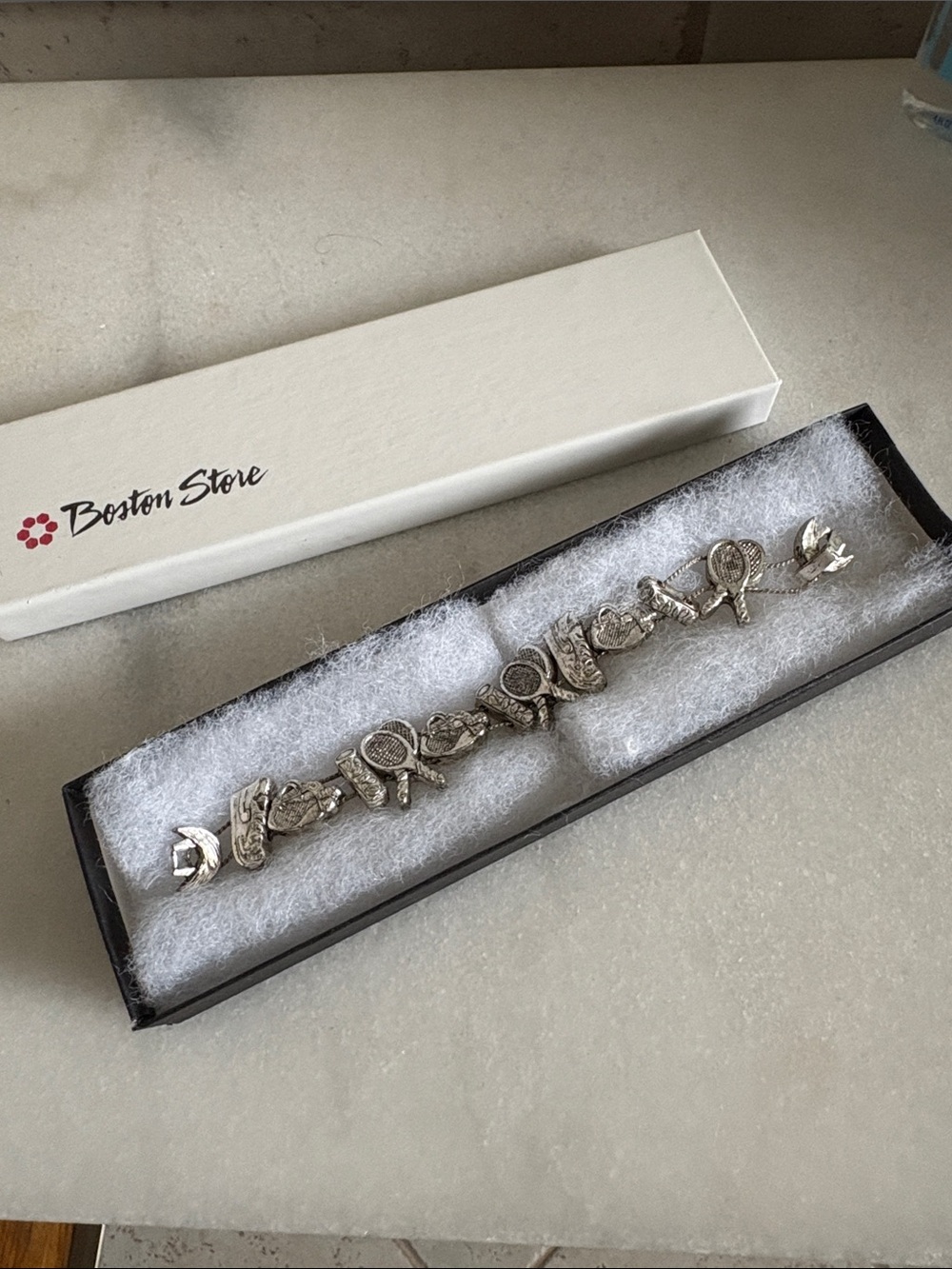 Silver Tennis Charm Bracelet